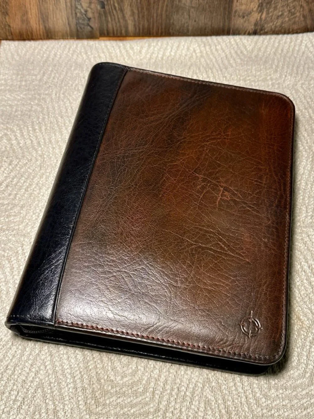 Franklin Covey Classic Leather Planner Binder Organizer Black Brown Made in USA